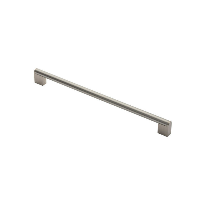 2x Round Bar Pull Handle 360 x 14mm 320mm Fixing Centres Satin Nickel & Steel Loops