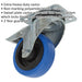 100mm Swivel Plate Castor Wheel - 34mm Tread Polymer & Elastic Total Lock Brakes Loops