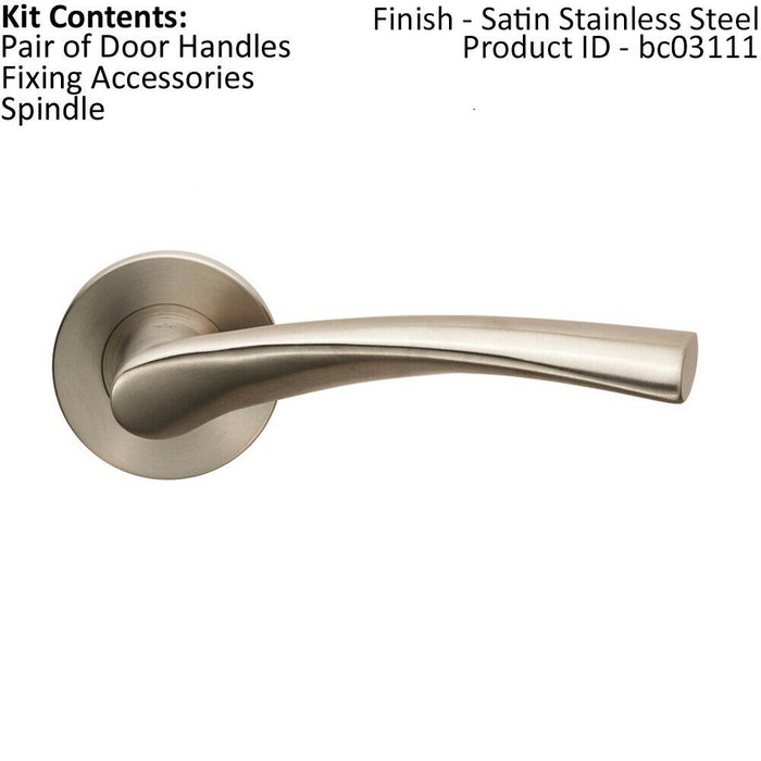 PAIR Twisted Angular Design Lever on Slim Round Rose Concealed Fix Satin Steel Loops