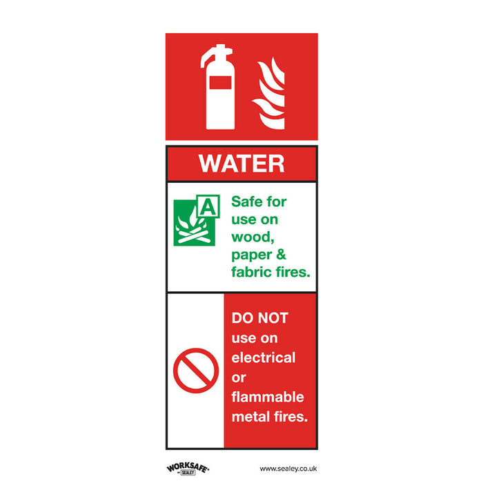 1x WATER FIRE EXTINGUISHER Safety Sign - Rigid Plastic 75 x 210mm Warning Loops