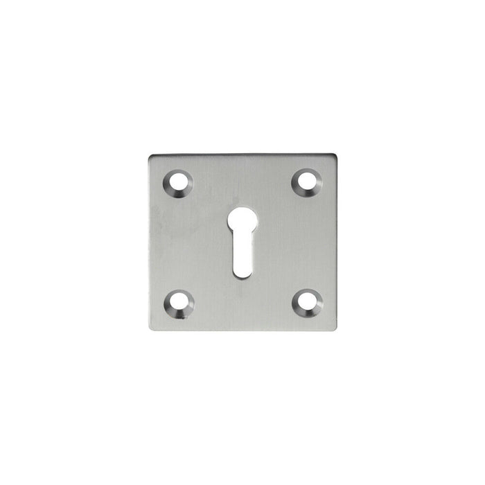 Standard Lock Profile Open Escutcheon 50 x 50mm Satin Chrome Keyhole Cover Loops