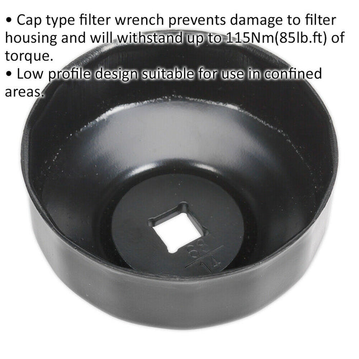 68mm Oil Filter Cap Wrench - 14 Flutes - 3/8" Sq Drive - Low Profile Design Loops