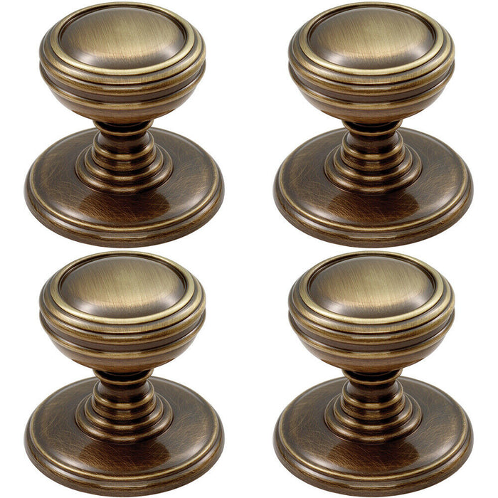 4x Ringed Tiered Cupboard Door Knob 30mm Diameter Bronze Cabinet Handle Loops