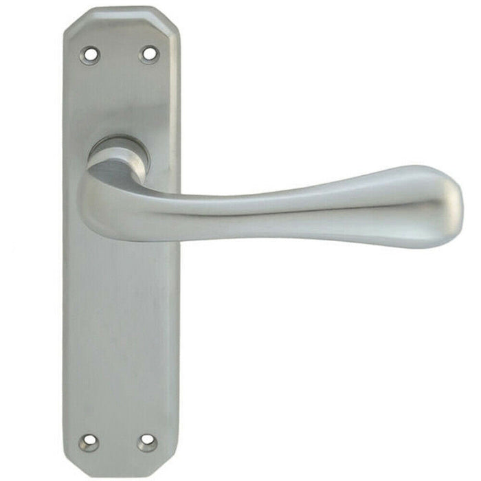 Door Handle & Latch Pack Satin Chrome Heavy Duty Prism on Rounded Backplate Loops