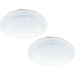 2 PACK Flush Ceiling Light White Shade White Plastic With Crystal Effect LED 12W Loops
