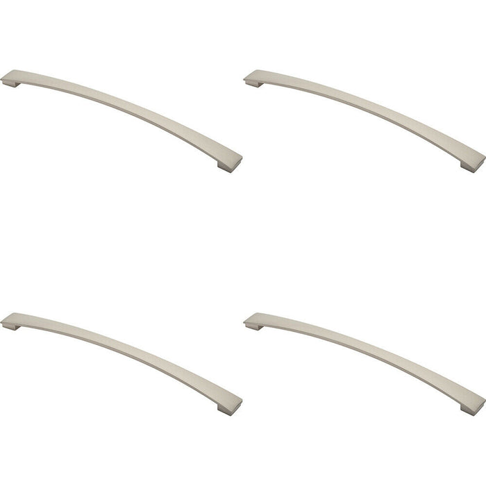 4x Curved Bow Pull Handle 338 x 25mm 320mm Fixing Centres Satin Nickel Loops