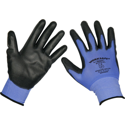 6 PAIRS Lightweight Precision Grip Work Gloves - Extra Large - Elasticated Wrist Loops