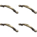 4x Stepped Edge Cupboard Bow Pull Handle 76mm Fixing Centres Burnished Brass Loops