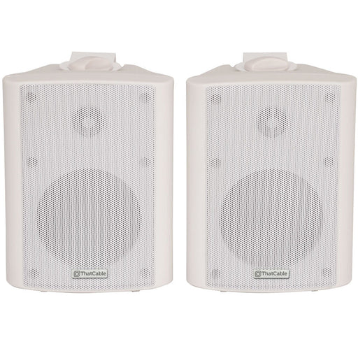 Pair 4" 2 Way Stereo Speakers 70W 8Ohm White Mini Wall Mounted Background Hi Fi