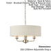 Ceiling Pendant Light - Brushed Chrome Plate & Natural Linen - 3 x 40W E14 Loops