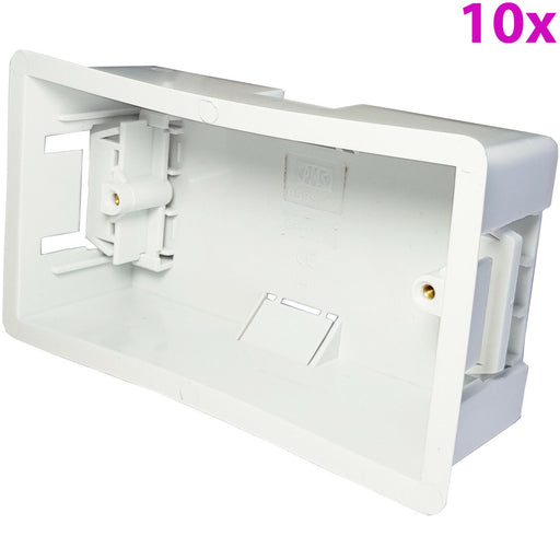 10x 47mm Deep Plasterboard Back Box Double Dry Lining Wall Flush Mount Pattress Loops