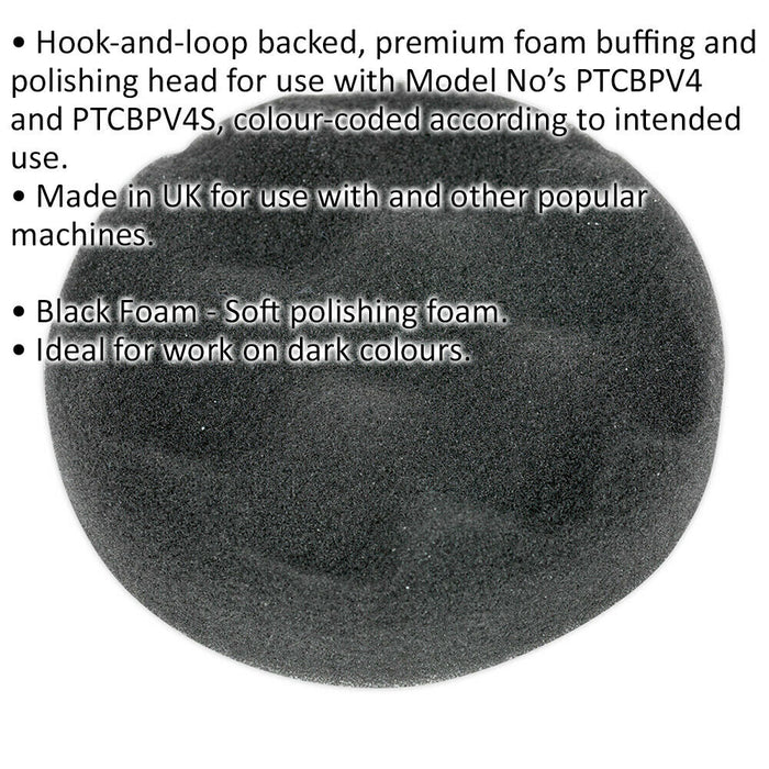 Buffing & Polishing Foam Head - Soft - 80mm x 25mm - Hook & Loop Backing Loops