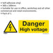 1x DANGER HIGH VOLTAGE Health & Safety Sign - Self Adhesive 300 x 100mm Sticker Loops