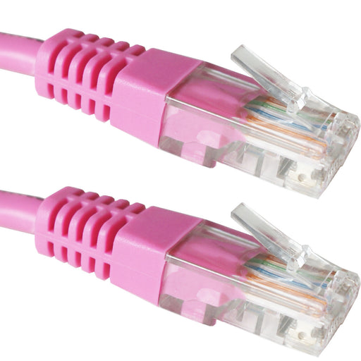 0.5m CAT5e Patch Ethernet RJ45 Cable Lead Pink Pure Copper Network LAN Router Loops