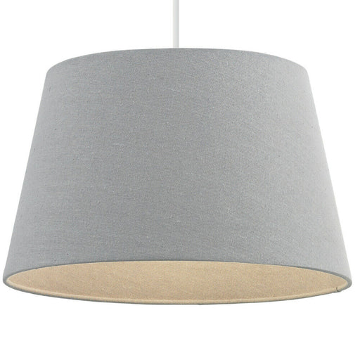 16" Inch Round Tapered Drum Lamp Shade Grey Linen Fabric Cover Simple Elegant Loops