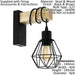 Multi Bulb Ceiling Pendant Light & 2x Matching Wall Lights Black Cage & Wood Loops