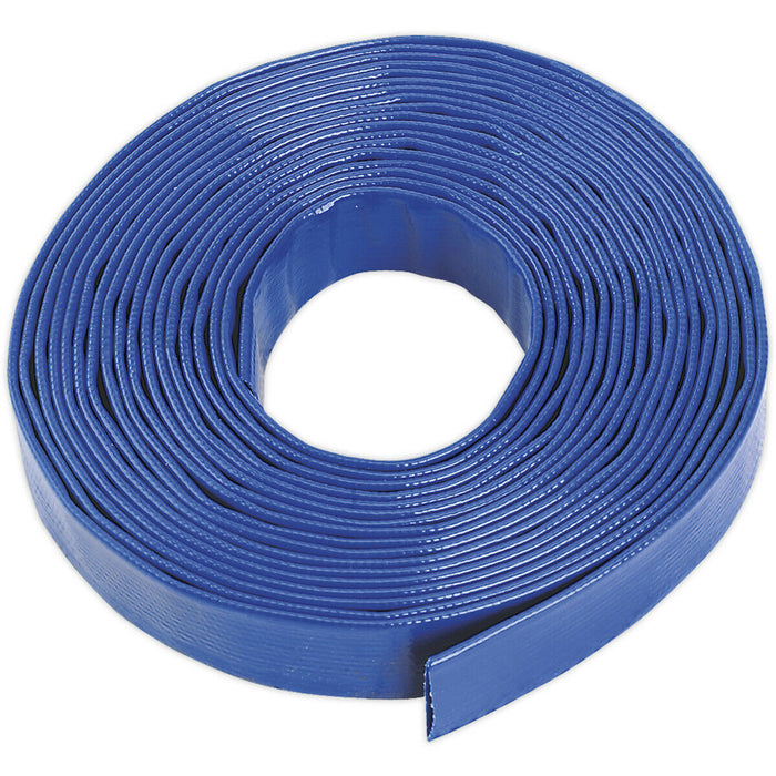 Reinforced PVC Layflat Hose - 25mm Dia - 10m Length - Water Discharge Hose Pipe Loops