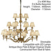 Avery Ceiling Pendant Chandelier Light 21 Lamp Antique Brass & Beige Pleat Shade Loops