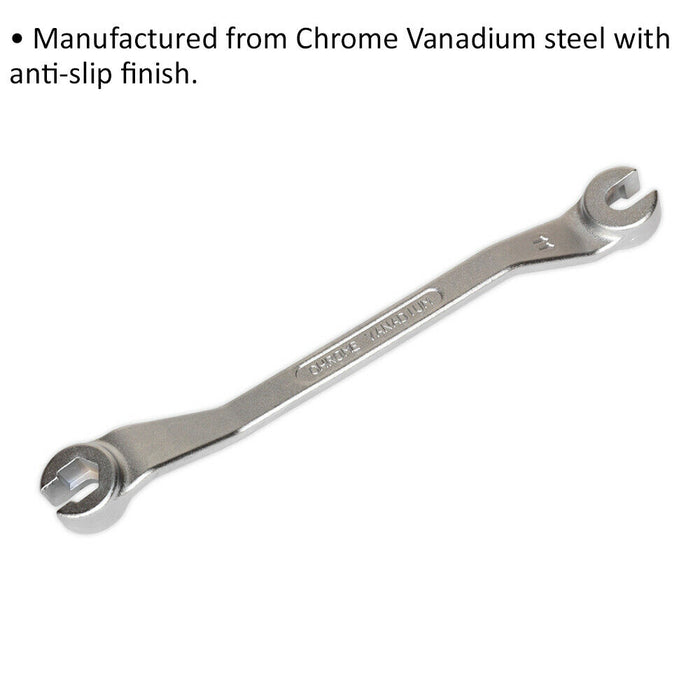 Double-Ended Steel Brake Pipe Spanner - 10mm & 11mm Sizes - Anti-Slip Finish Loops