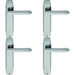 4x PAIR Line Detailed Handle on Latch Backplate 205 x 45mm Polished Chrome Loops