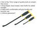 3 Piece Angled Pry Bar Set - Hammer Caps - Heat Treated Steel Shafts - Soft Grip Loops