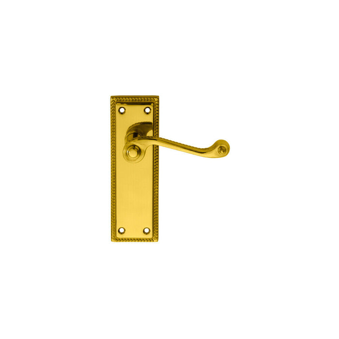 PAIR Reeded Design Scroll Lever on Latch Backplate 150 x 48mm Polished Brass Loops