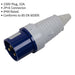 230V Blue 2P+E Plug - Industrial 32A 2P+E Site Plug Connector - IP44 Rated Loops