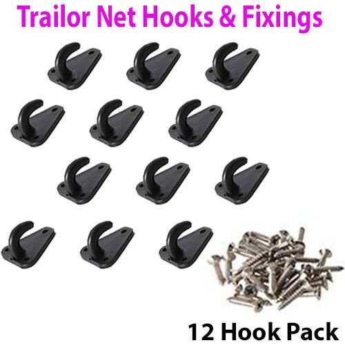 12 Pack Trailer Net Hooks & Fixings Secure Covers Nets Roof Racks Boats Caravans Loops