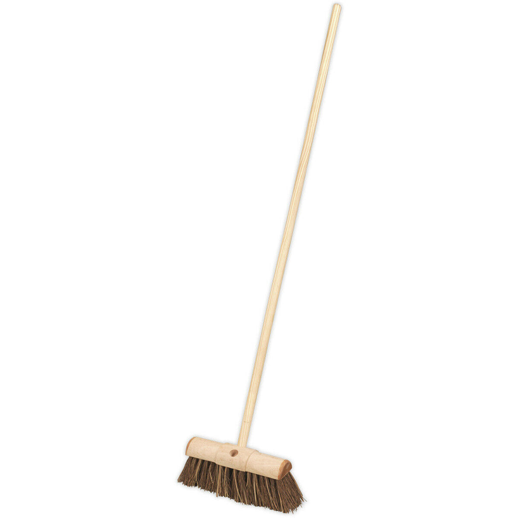 Heavy Duty Hard Bristle Broom Stick 325mm Saddle Back Brush Head