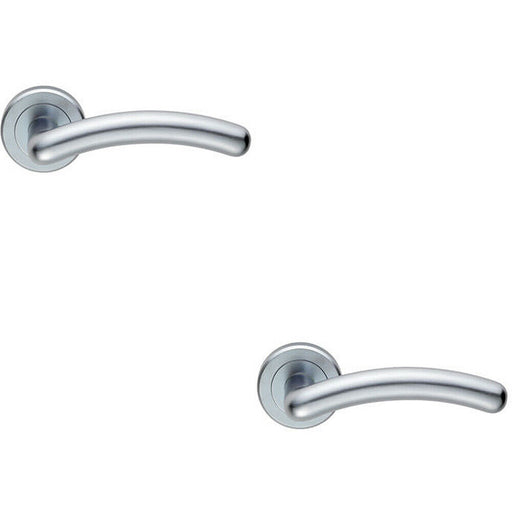 2x PAIR Arched Round Bar Handle on Concealed Fix Round Rose Satin Chrome Loops
