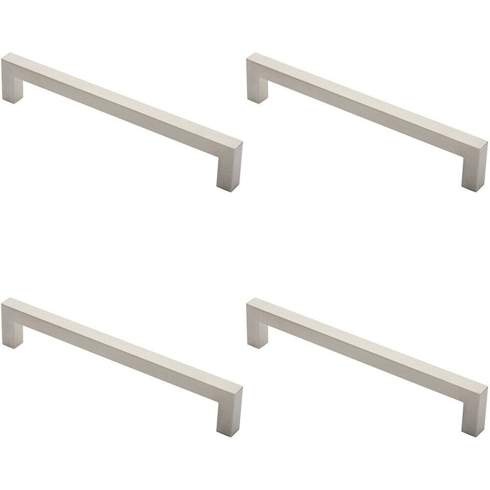 4x Square Mitred Door Pull Handle 319 x 19mm 300mm Fixing Centres Satin Steel Loops