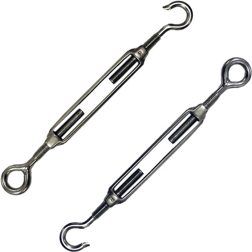 2x 6mm Hook & Eye Straining Screw Turnbuckle Galvanised Steel Wire Rope Tension Loops