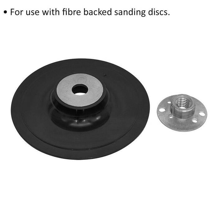 125mm Rubber Backing Pad - M14 x 2mm - Orbital Sanding & Polishing Disc Plate Loops