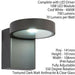 IP44 Outdoor Adjustable Round Wall Light Dark Anthracite 10W Cool White LED Loops