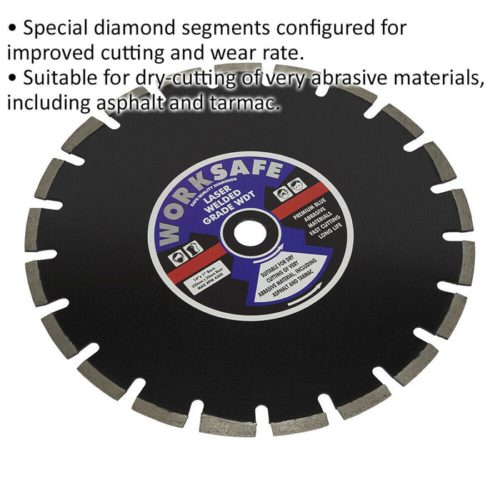 Diamond Cutting Blade - 350mm Diameter - 25mm Bore - Asphalt & Tarmac Cutting Loops