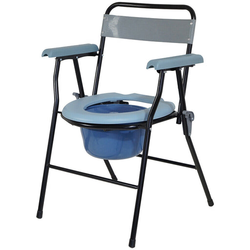 Lightweight Folding Commode Chair - 7 Litre Pail with Lid - 130kg Weight Limit Loops
