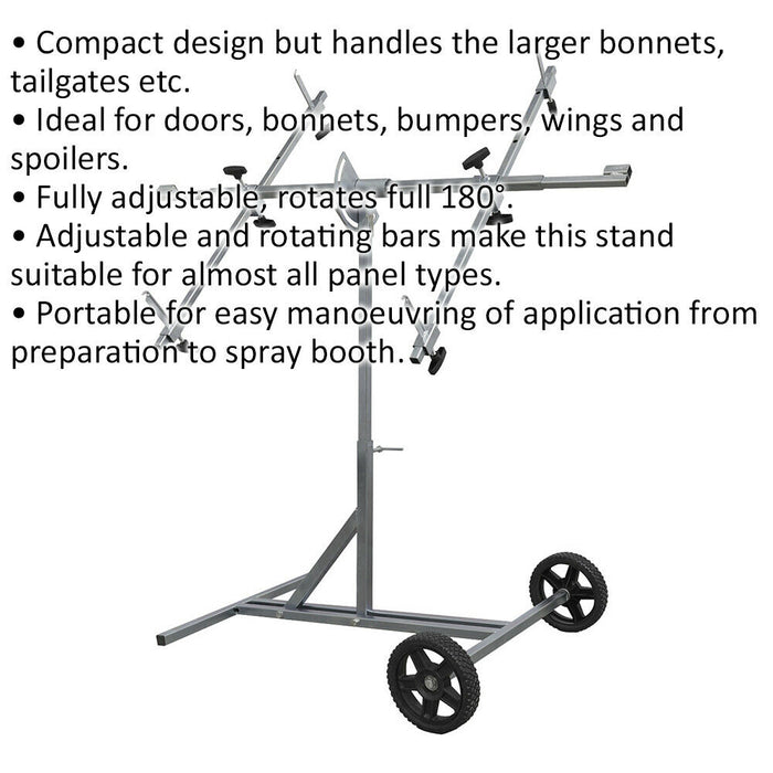 Rotating Panel Repair Stand - Fully Adjustable - 40kg Capacity - Compact Design Loops