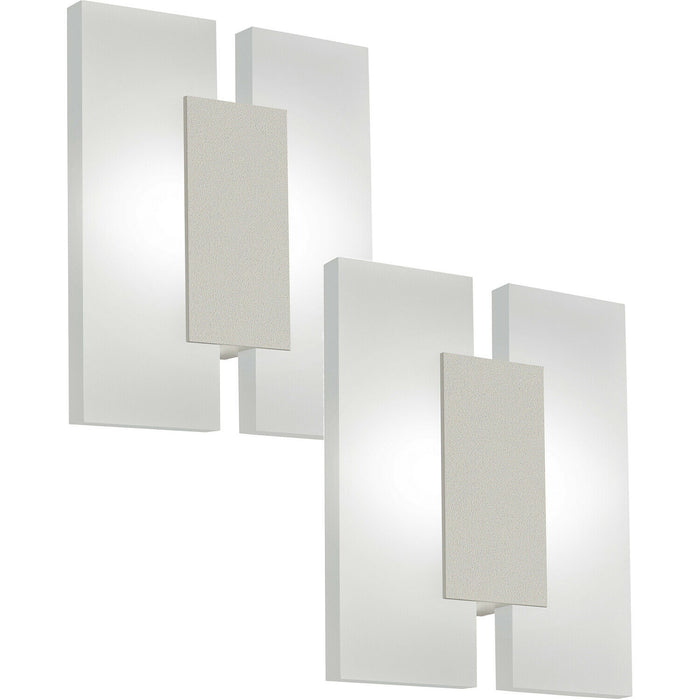 2 PACK Wall Light Colour Satin Nickel Shade Satined Plastic LED 2x4.5W Included Loops