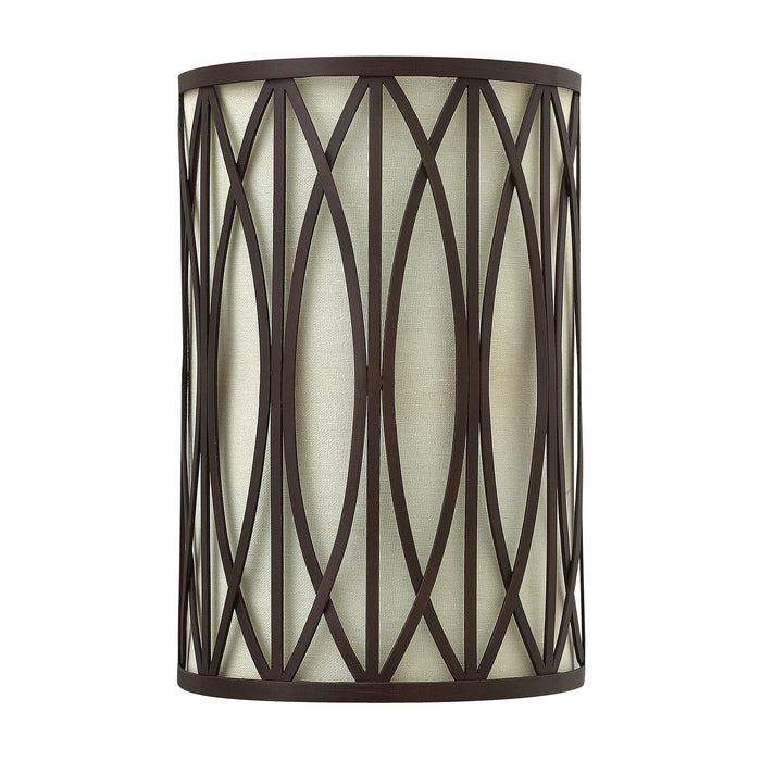 Twin Wall Light Lattice Style Metal Outer Linen Shade Bronze LED E14 60W Loops