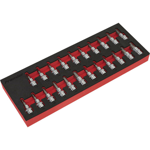 22pc TRX Star / Hex Key / Spline Socket Bit Set 3/8" Square Drive - 50mm Shaft Loops