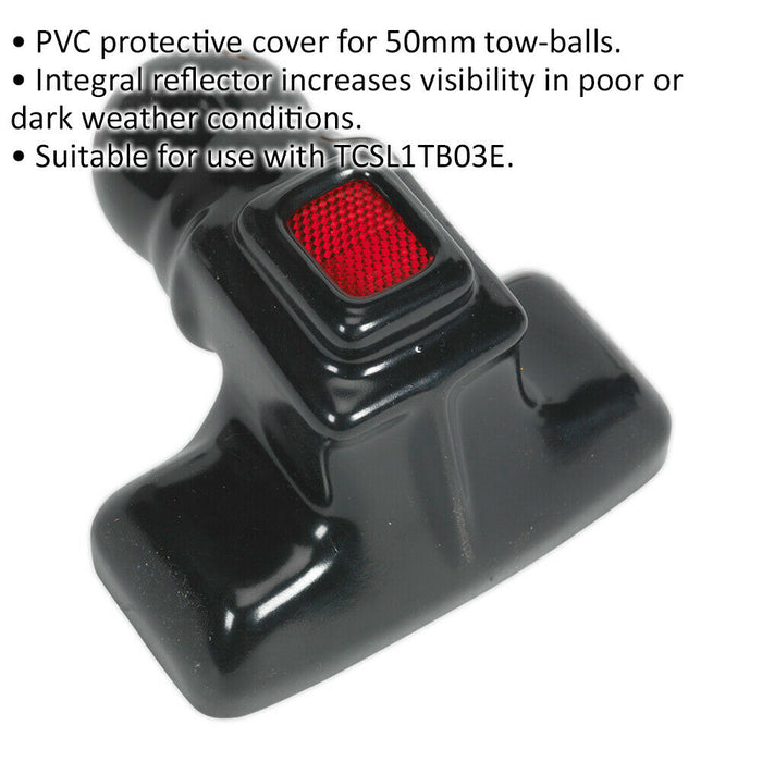 PVC Tow-Ball Protective Cover with Reflector - For 50mm Tow Balls - Cover Cap Loops