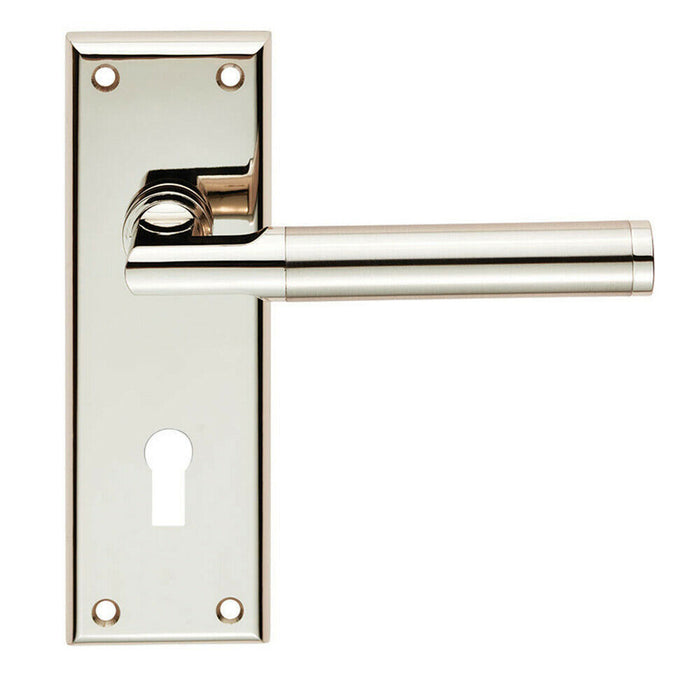 4x Round Bar Section Handle on Lock Backplate 150 x 50mm Polished Satin Nickel Loops