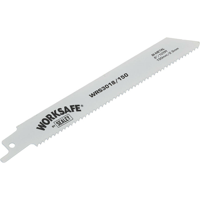 5 PACK 150mm Reciprocating Saw Blade - 10 TPI - Suitable for Iron Steel Pipes Loops