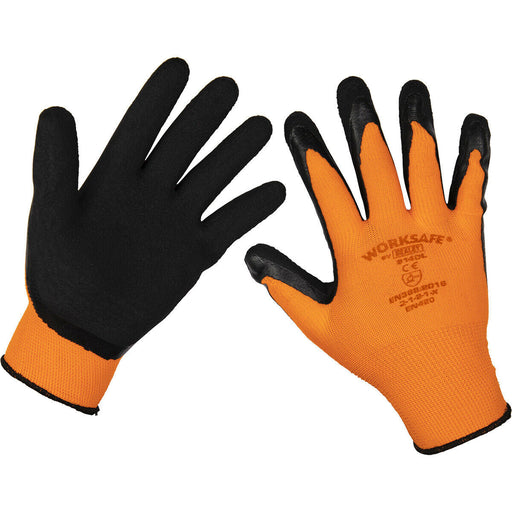 6 PAIRS Foam Latex Work Gloves - Superior Grip Latex Coating - Large - Wet & Dry Loops