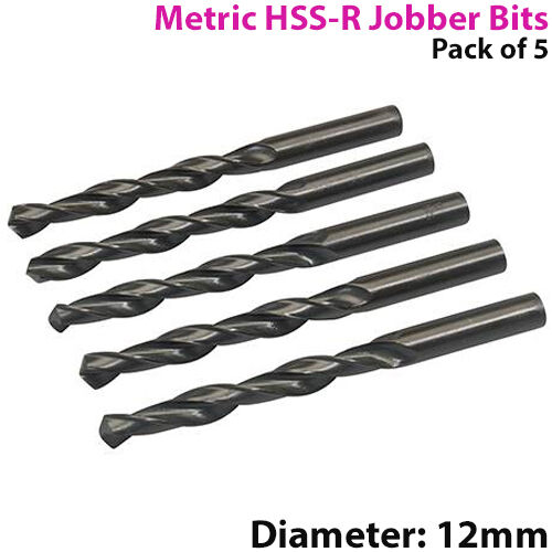 QTY 5 12mm High Speed Steel Jobber Drill Bits 118° Cutting Tip Metal & Wood Loops