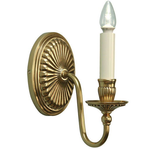 Luxury Georgian Single Curved Arm Wall Light Solid Brass Gloss Ivory Candelabra Loops