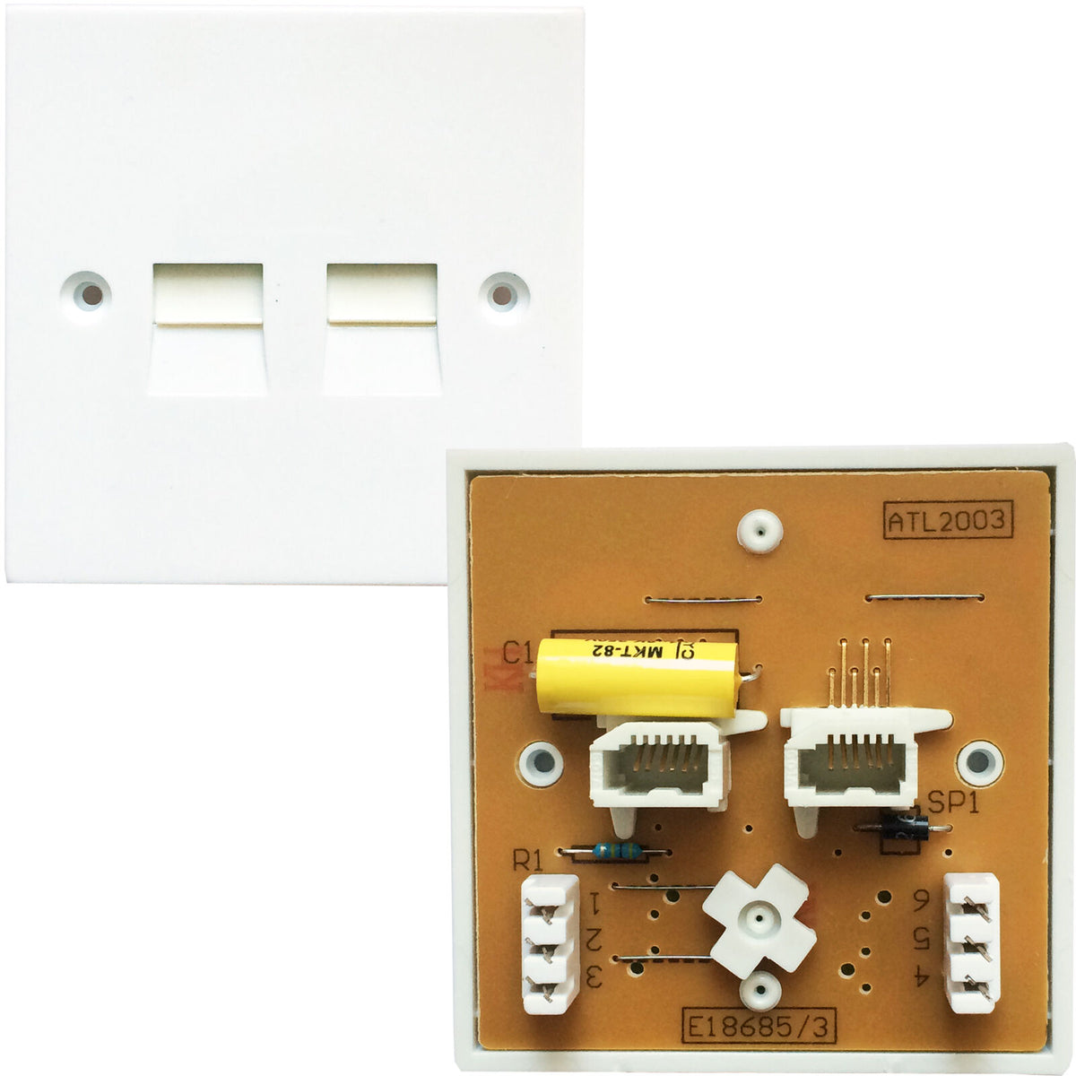 Digital Telecom Point Socket Dual Port BT PABX Telephone Extension Socket IDC Secondary PSTN Wall P ...