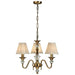 Diana Ceiling Pendant Chandelier Antique Brass & Beige Pleat Shade 3 Lamp Light Loops