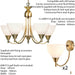 5 Lamp Ceiling & 2x Wall Light Pack Antique Brass Glass Matching Indoor Fittings Loops