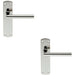 2x Mitred Lever Door Handle on Latch Backplate 172 x 44mm Polished Steel Loops